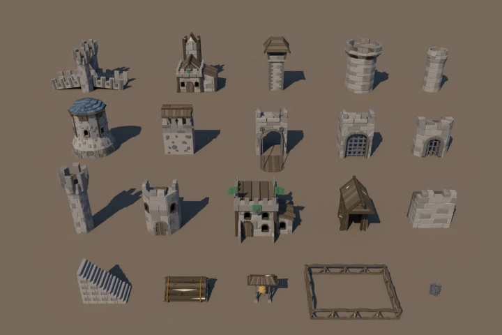 Medieval Fortress Pack 3D Low Poly Models
