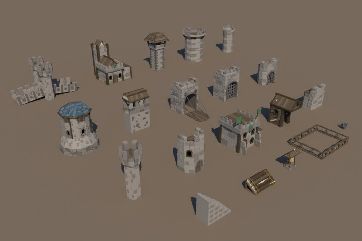 Medieval Fortress Pack 3D Low Poly Models