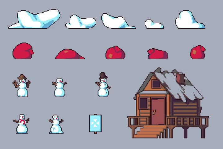 New Year Adventure Game Asset Pixel Art Pack