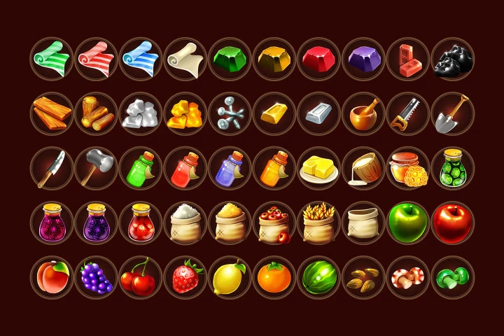 RPG Farming Icons Set