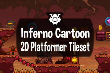 Inferno Cartoon 2D Platformer Tileset