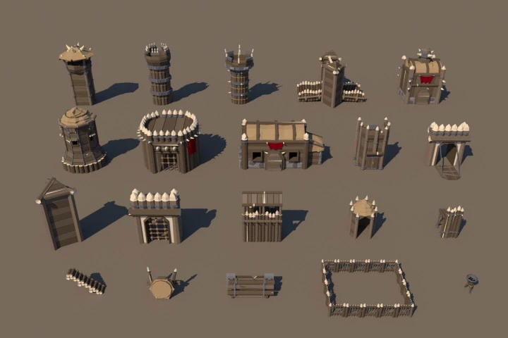 Orc Fortress 3D Low Poly Models