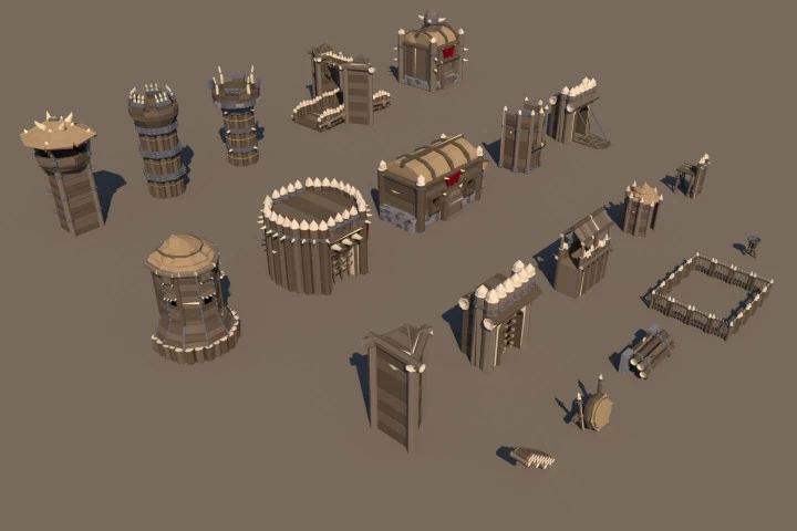 Orc Fortress 3D Low Poly Models