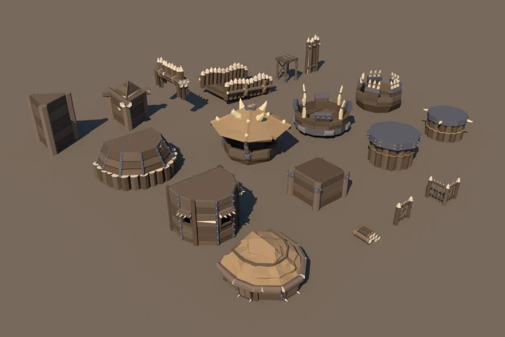 Orc Fortress 3D Low Poly Models