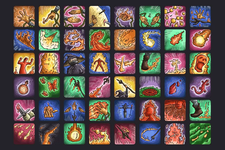 Pyromancer Skills Game Icons Pack