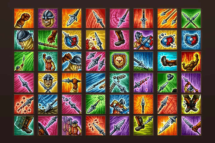 Spearman Skills Pixel Art Icons