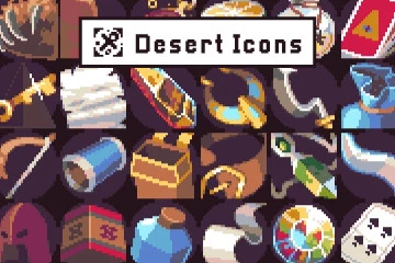 40 Pixel Art Icons for Desert Location