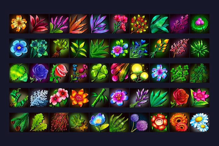 50 Alchemical Herbs Icons