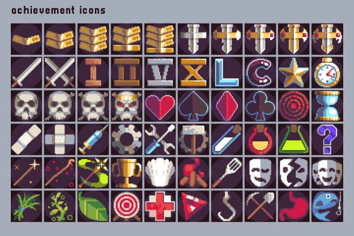 Achievement Icons Pixel Art Pack