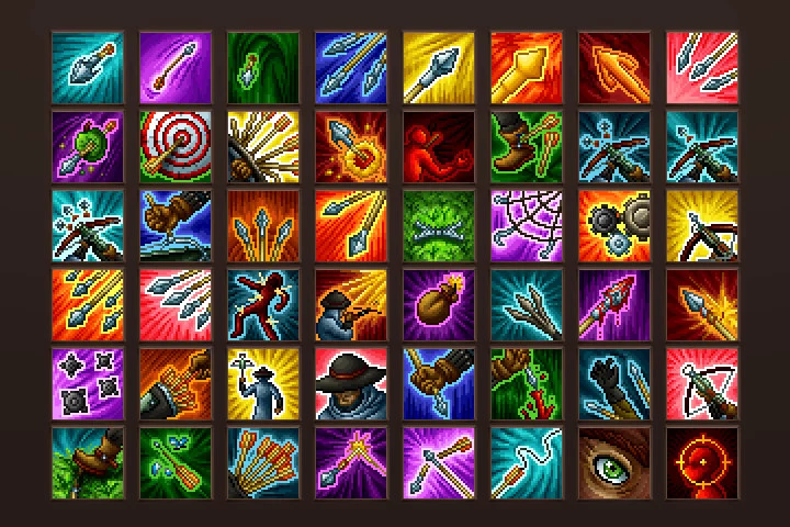 Crossbowman Skills Pixel Art Icons
