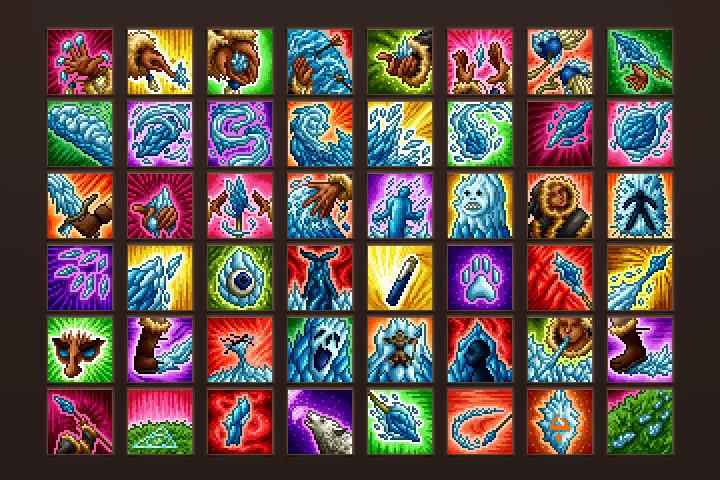 Cryomancer Skill Pixel Art Icons