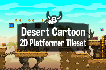 Desert Cartoon 2D Platformer Tileset