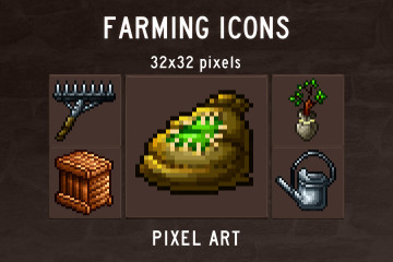 Farming Pixel Art Icons Pack