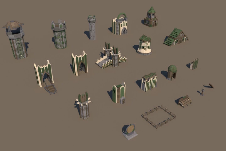 Fortress of the Elves 3D Low Poly Models