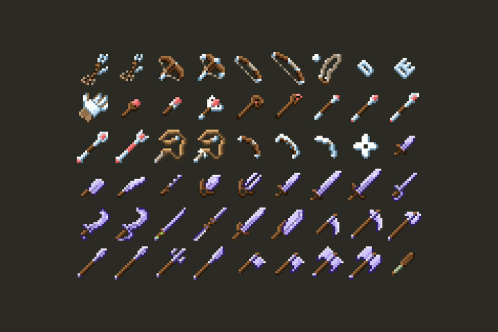 RPG Weapons Pixel Art Pack - CraftPix.net