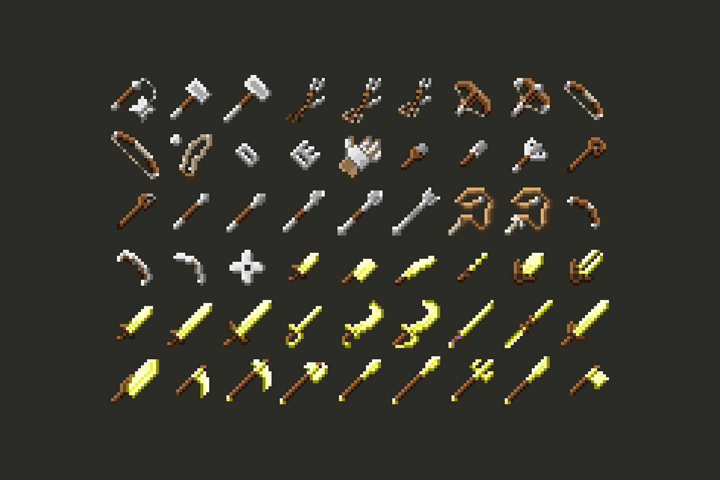 Pixel Art Weapons Asset Pack Game Sprites Images And Photos Finder