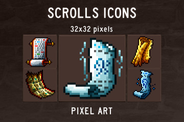 Scroll Pixel Art Icons
