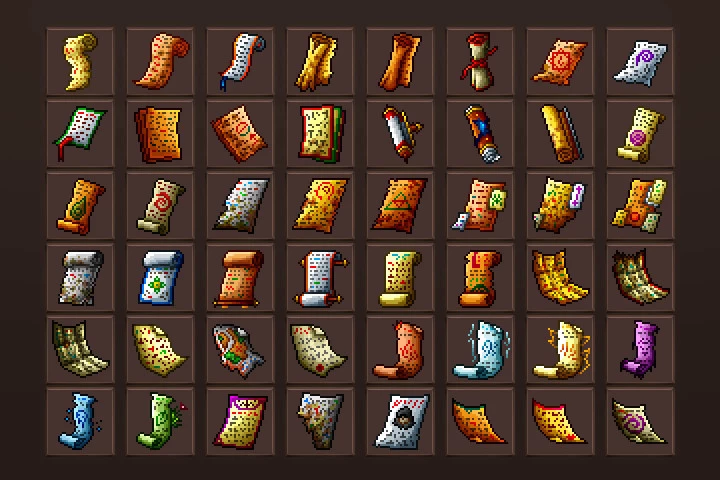 Scroll Pixel Art Icons