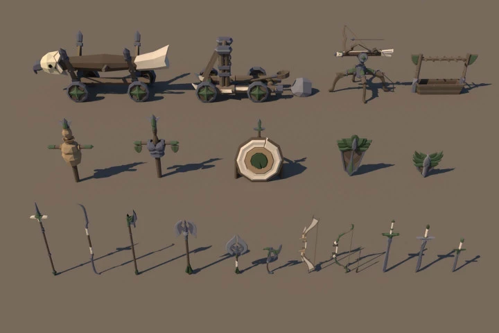 Elf Weapon 3D Low Poly Models