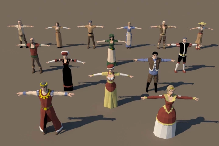 Free Medieval 3D People Low Poly Models