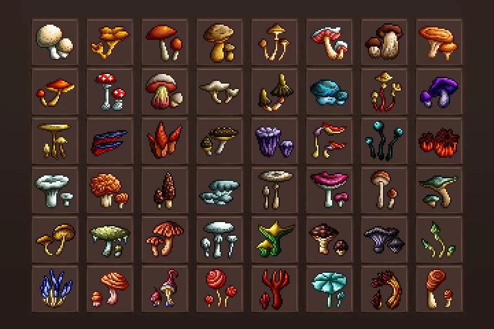 Mushroom Pixel Art Game Icons