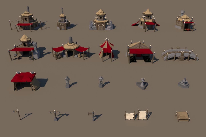 Orc Settlement 3D Low Poly Models