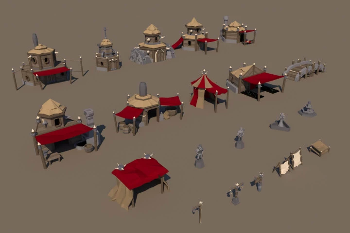 Orc Settlement 3D Low Poly Models