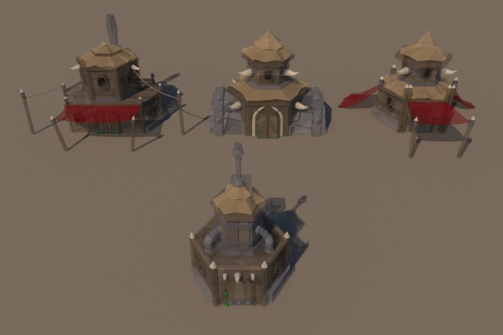 Orc Settlement 3D Low Poly Models