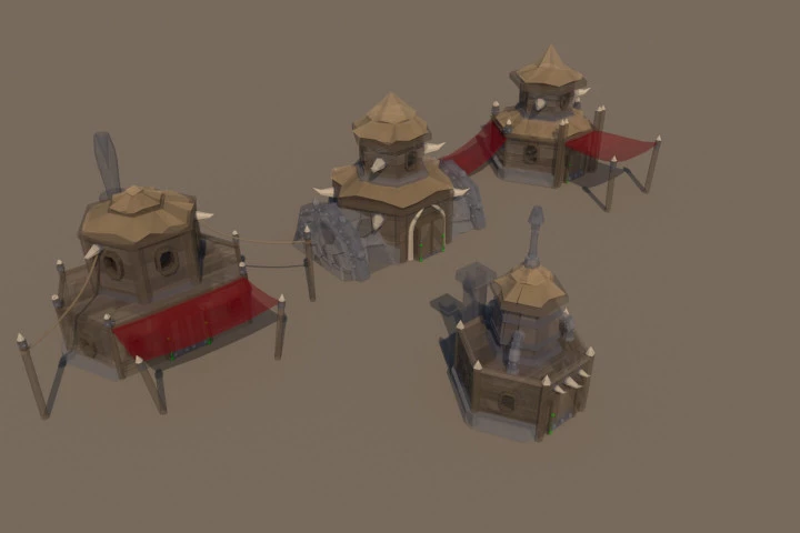 Orc Settlement 3D Low Poly Models