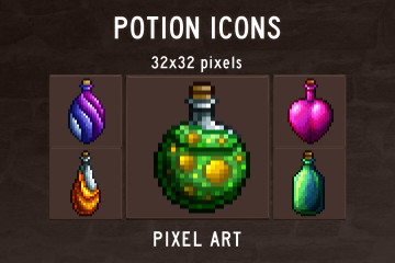 Potion Icons Pixel Art Pack