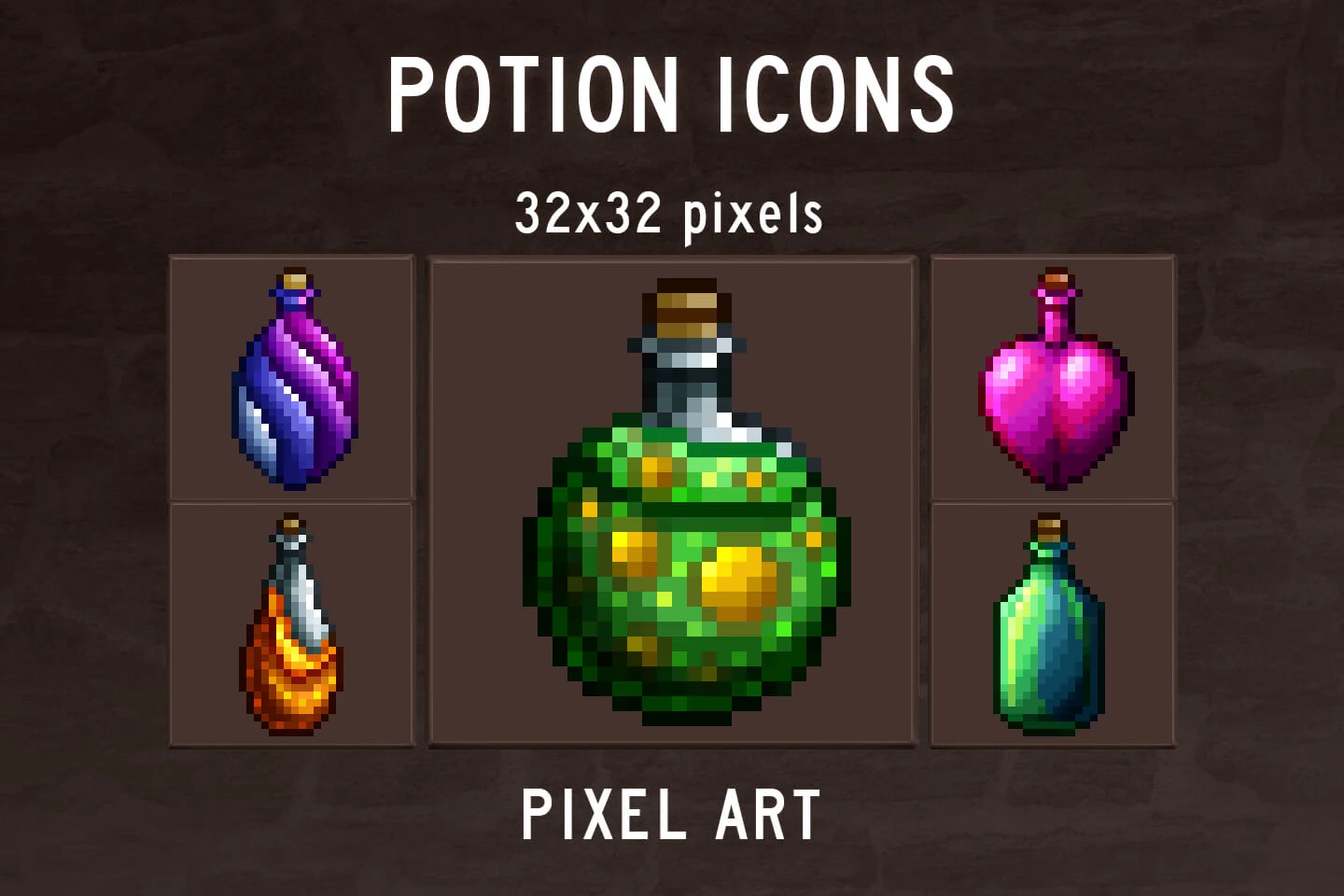 500+ Pixel Potion Icons(32x32) in 2D Assets - UE Marketplace