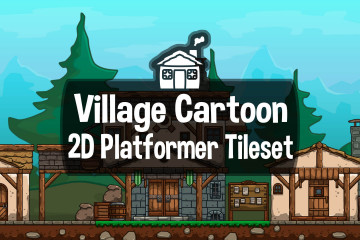 Village Cartoon 2D Platformer Tileset