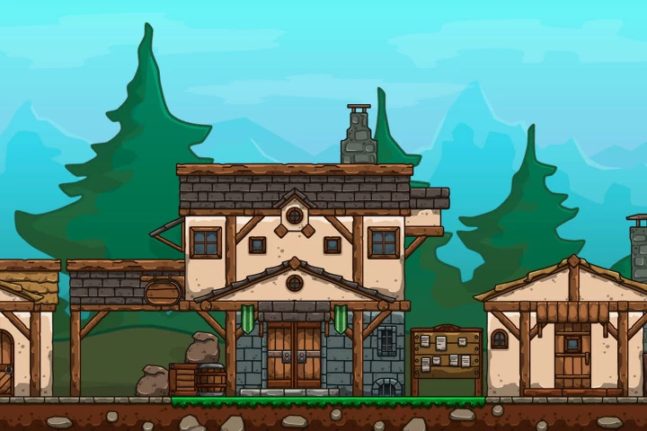 Village Cartoon 2D Platformer Tileset