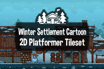 Winter Settlement Cartoon 2D Tileset
