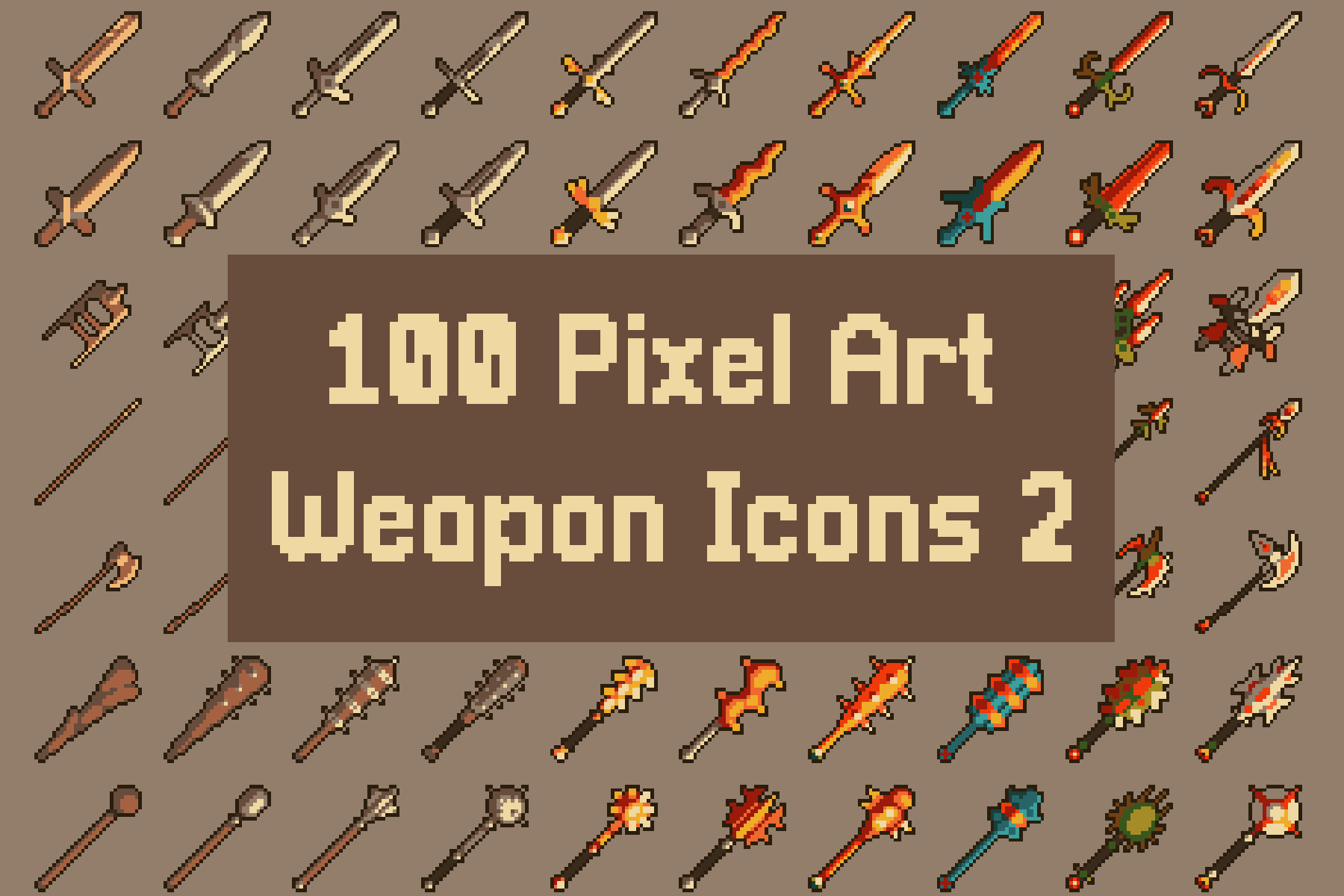 Pixel Art Weapon Icons Pack CraftPix Net