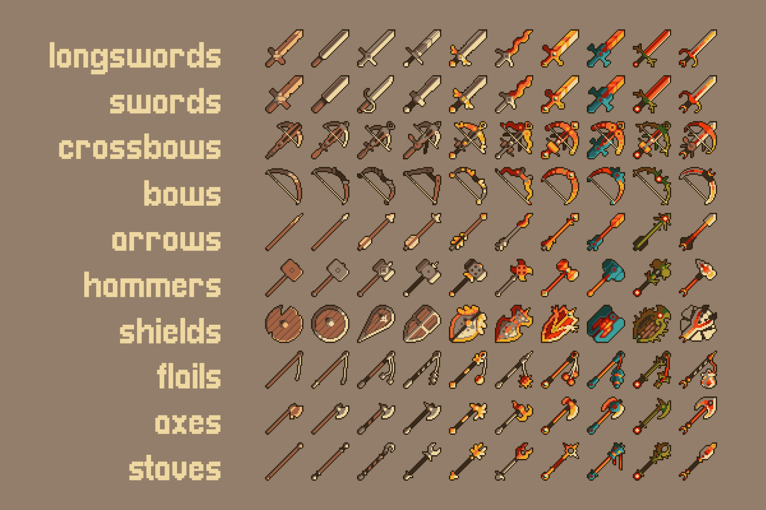 Pixel Art Weapon Icons Craftpix Net