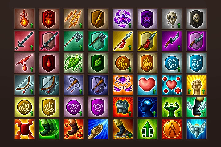 Buff Skill Pixel Art Icons