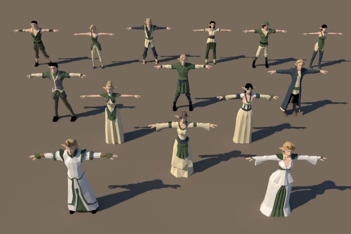 Elves 3D Low Poly Model Pack