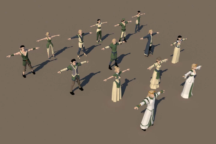 Elves 3D Low Poly Model Pack