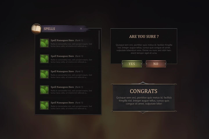 Game User Interface for RPG