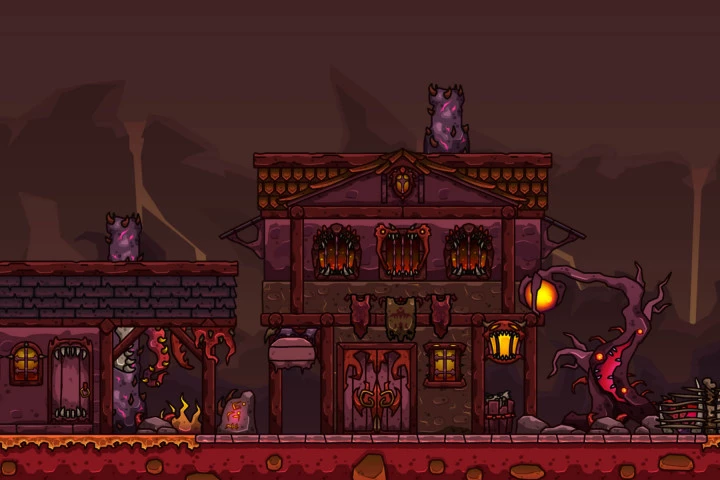 Inferno Village 2D Platformer Tileset