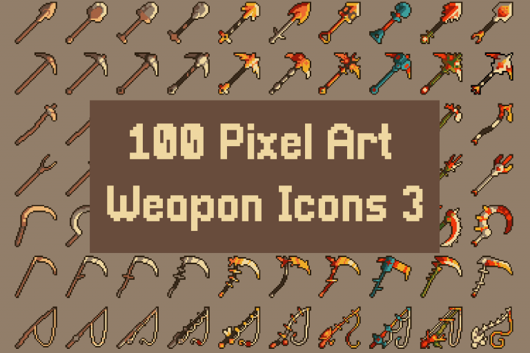 Pixel Art Weapon Icons Pack Download CraftPix Net