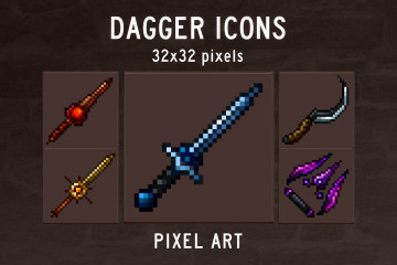 Dagger Icons Pixel Art