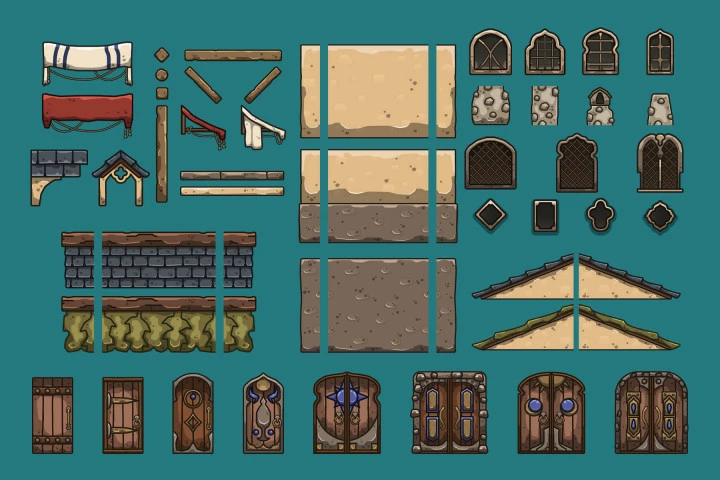 Desert Village Cartoon 2D Tileset
