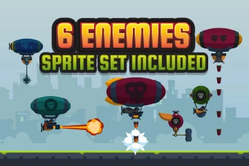 Flat Enemy Airship Sprites