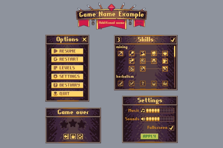 Game User Interface Pixel Art