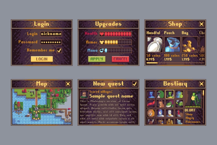 Game User Interface Pixel Art