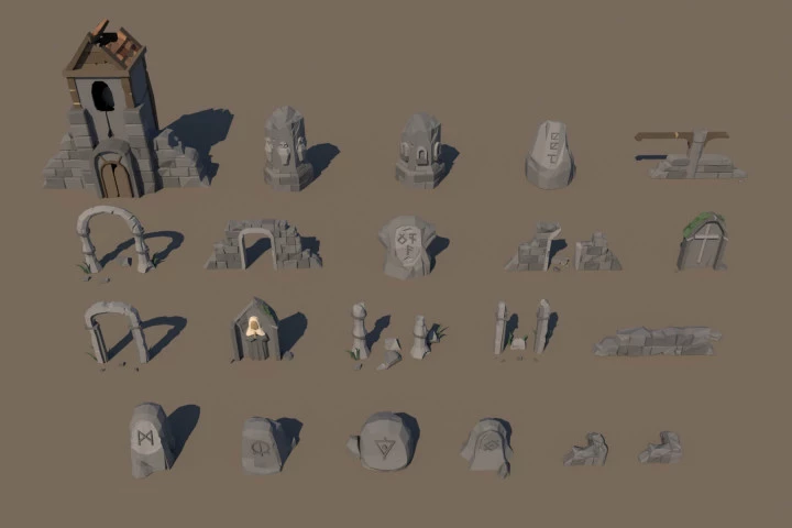 Ruin 3D Low Poly Models