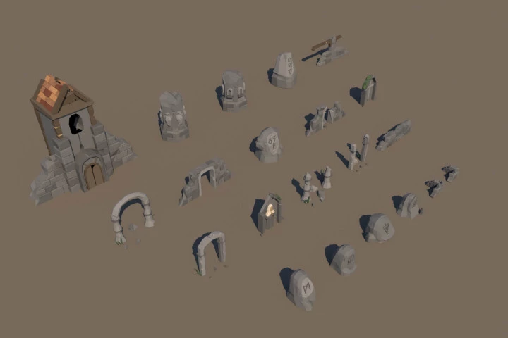 Ruin 3D Low Poly Models