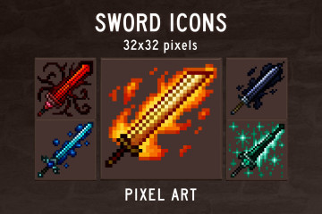 Sword RPG Icons Pixel Art